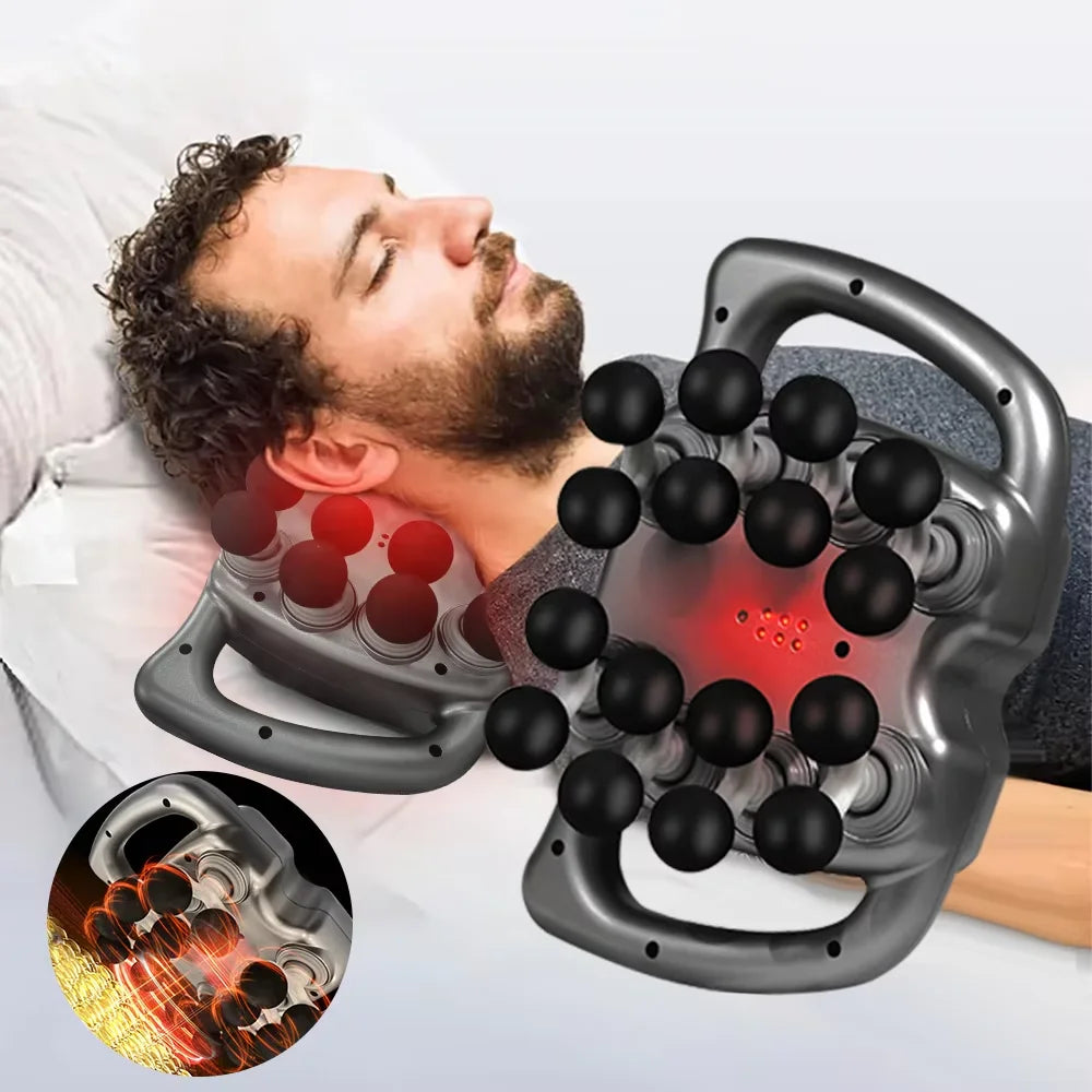Fascia Gun 16-Head Muscle Massage Gun Professional Body Leg Back Shoulder Waist Fascia Gun High Frequency Vibration Massager Gun