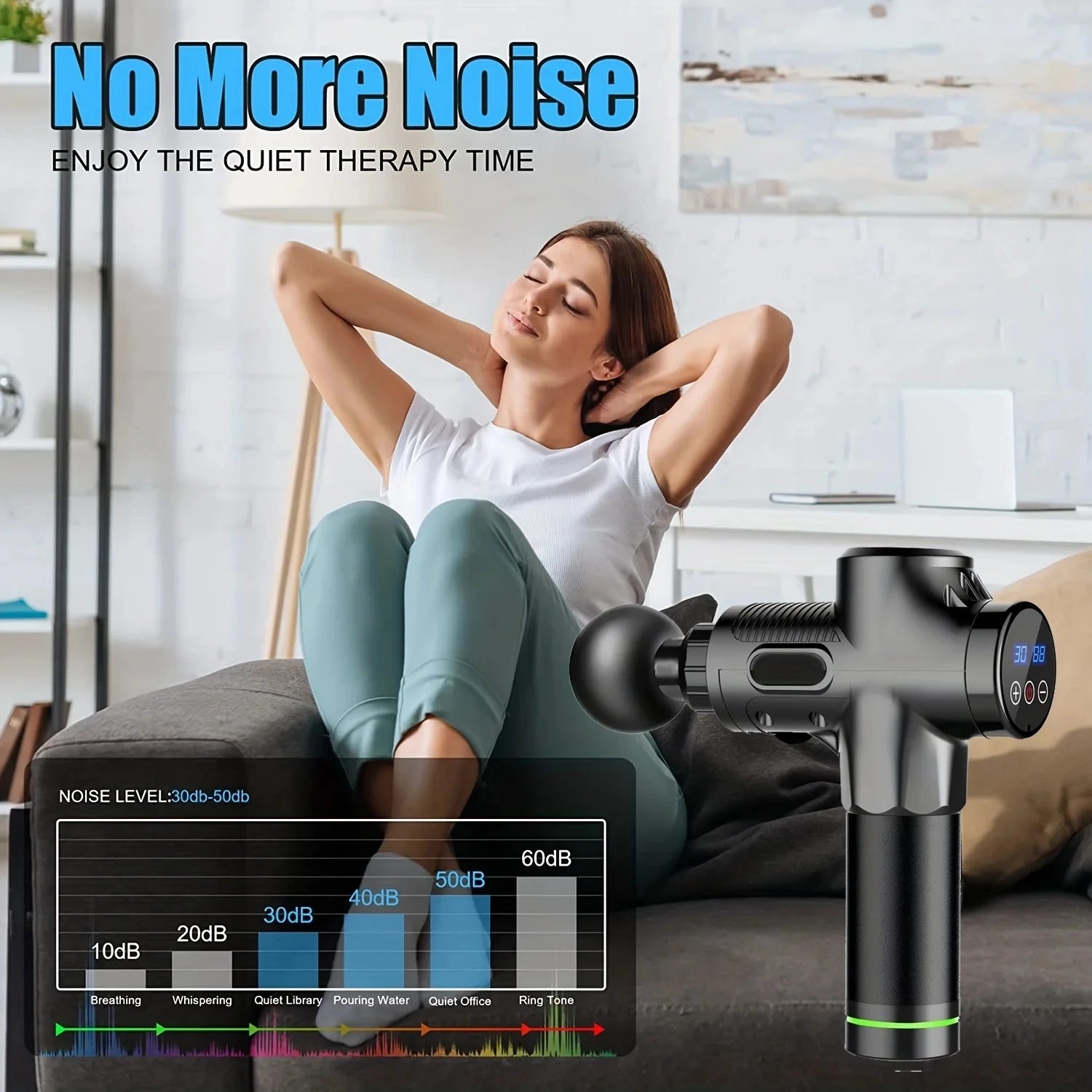 Deep Muscle Massage Gun Electric Percussion Pistol Massager for Body Neck Back Leg Fitness Tool 30 Levels Deep Muscle Massage Gu